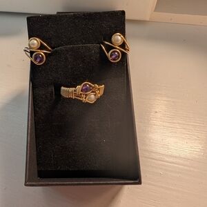 NWOT 3 Pc.Handcrafted Bead Wire Ring/Ear Cuff Set